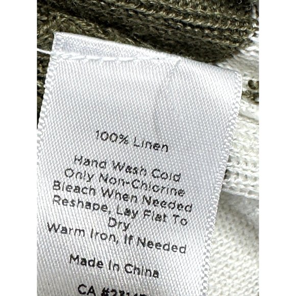 Talbots 100% Linen‎ Striped Duster Open Cardigan size Medium Green/White - Picture 3 of 7